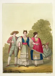 Peruvian Men and Women in Traditional Costume